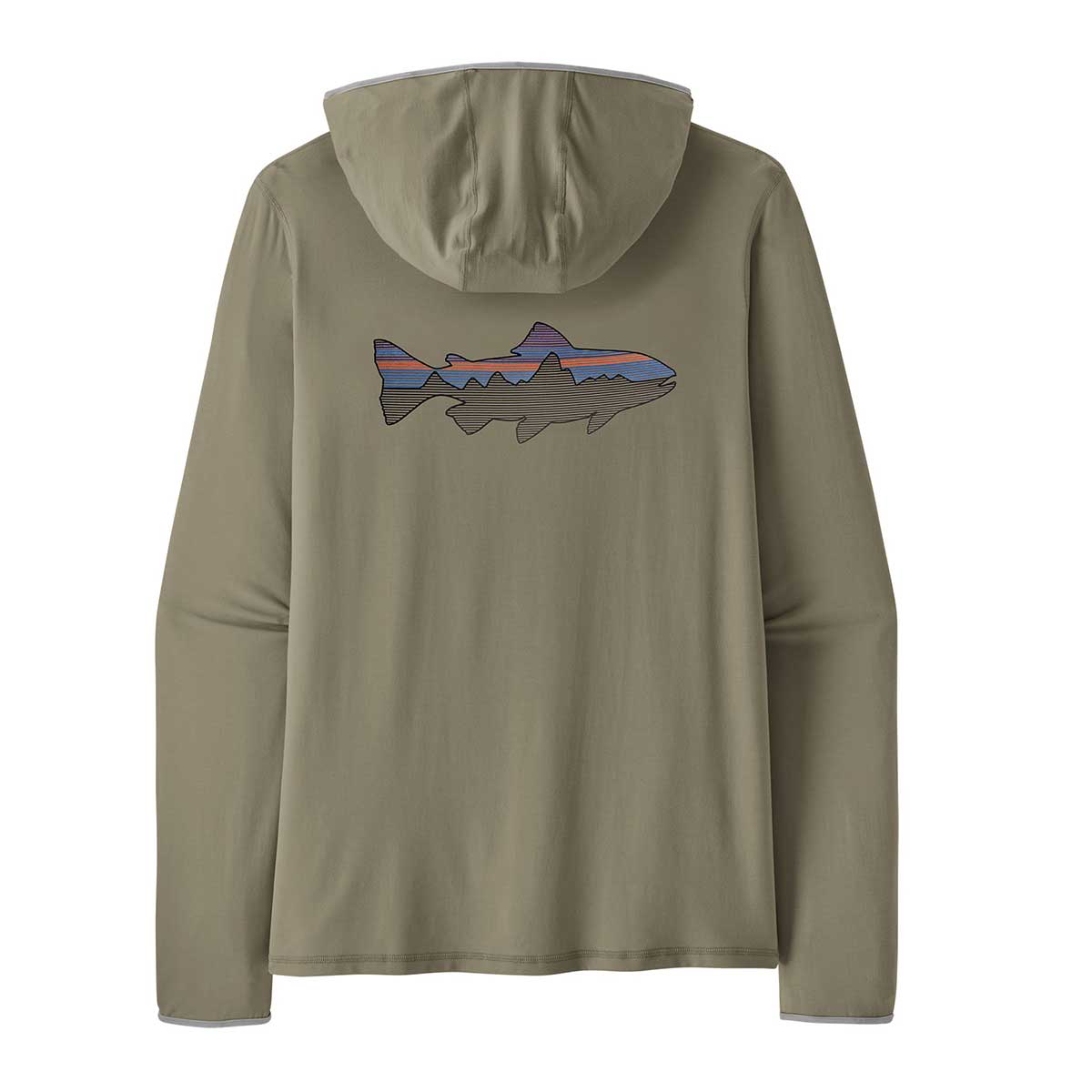 Patagonia Tropic Comfort Natural Graphic Hoody Men's in Fitz Roy Trout River Rock Green